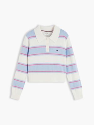 Детские рубашки Tommy Hilfiger Wool Blend Sweater Polo, цвет: Синий — фото 5