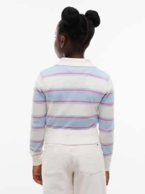 Детские рубашки Tommy Hilfiger Wool Blend Sweater Polo, цвет: Синий — фото 4