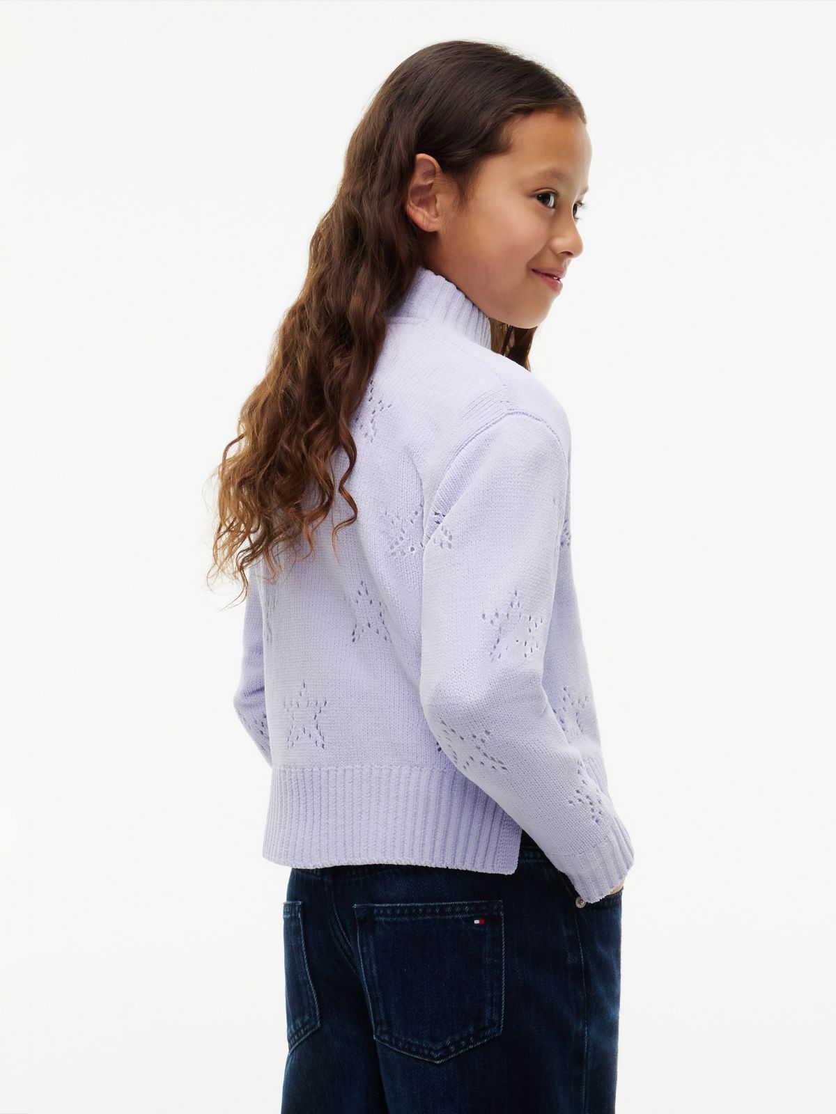 Kids' Star Motif Chenille Sweater — Lavender Ice