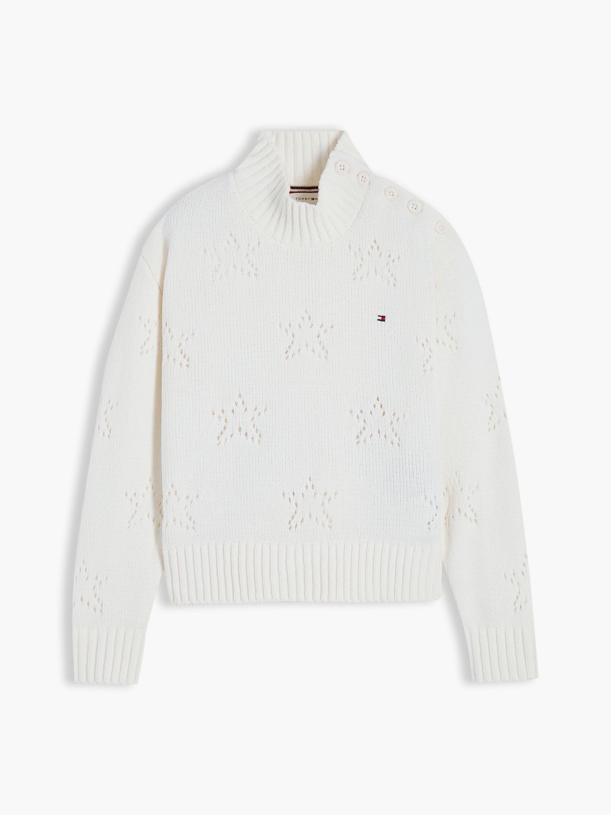 Kids' Star Motif Chenille Sweater — Ivory Petal