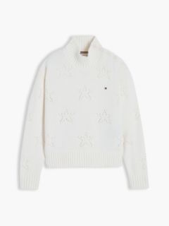 Kids' Star Motif Chenille Sweater — Ivory Petal 5