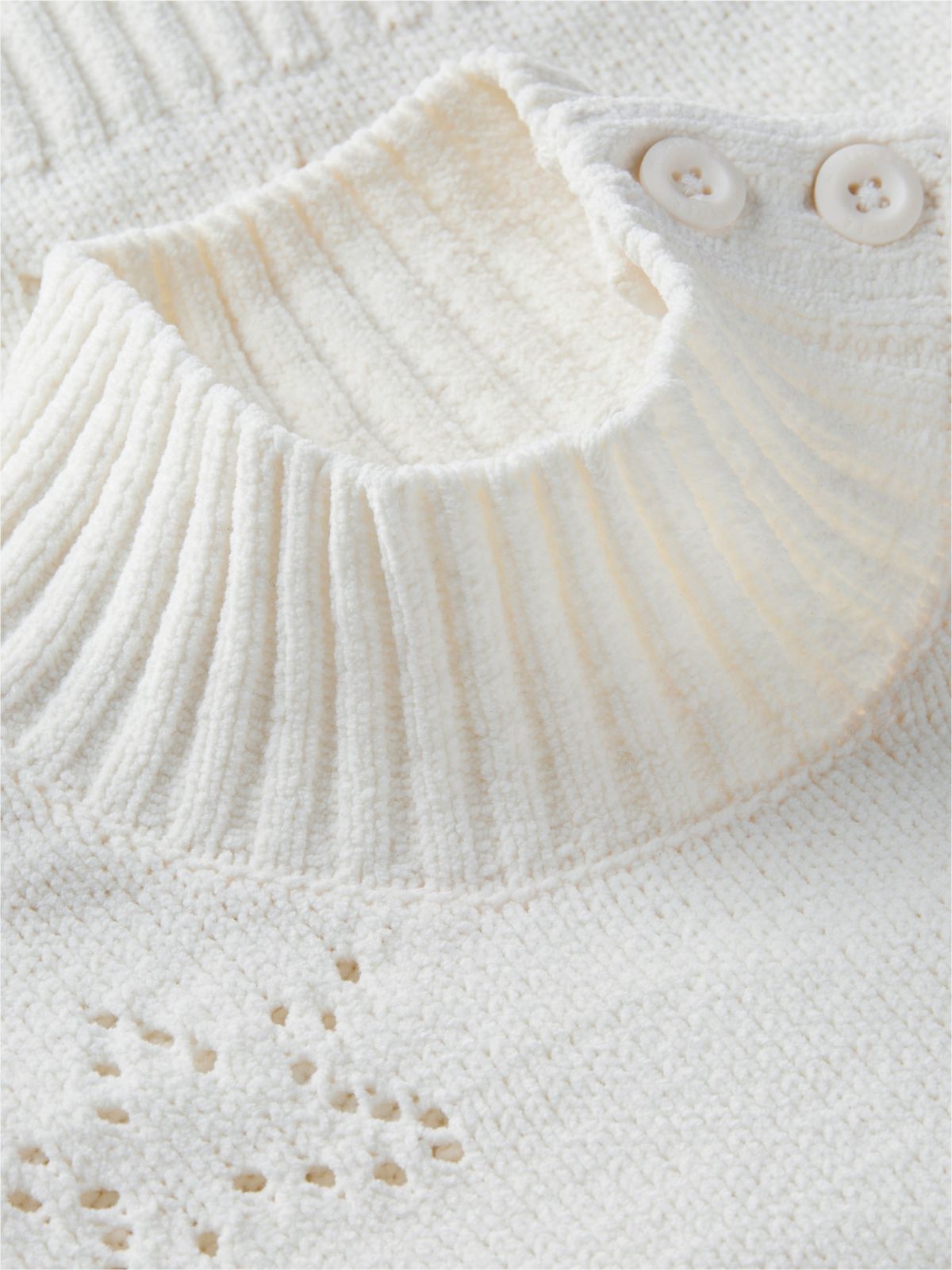 Kids' Star Motif Chenille Sweater — Ivory Petal
