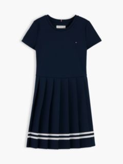 Kids' Short-Sleeve Ponte Skater Dress — Blue 5