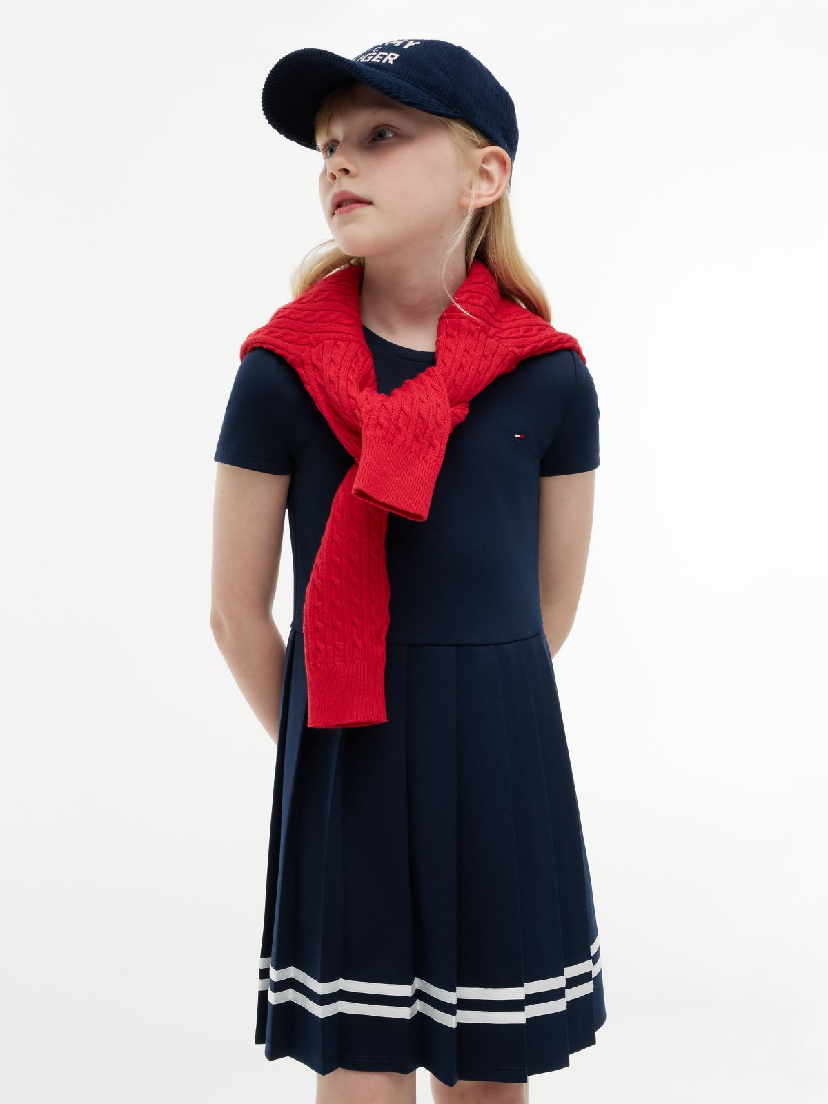 Kids' Short-Sleeve Ponte Skater Dress — Blue