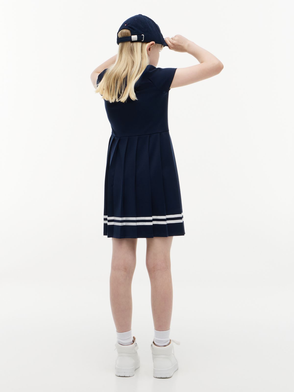 Kids' Short-Sleeve Ponte Skater Dress — Blue