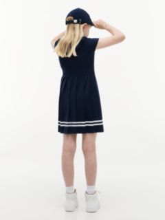 Kids' Short-Sleeve Ponte Skater Dress — Blue 4