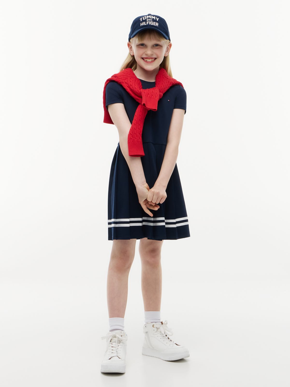Kids' Short-Sleeve Ponte Skater Dress — Blue