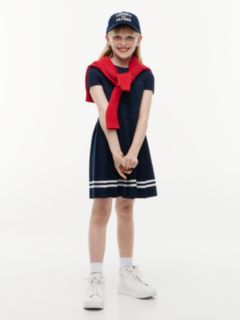 Kids' Short-Sleeve Ponte Skater Dress — Blue 1