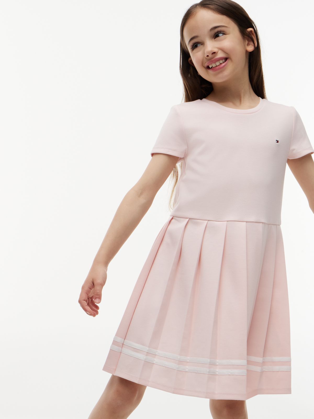Kids' Short-Sleeve Ponte Skater Dress — Whimsy Pink