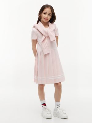 Kids' Short-Sleeve Ponte Skater Dress, Whimsy Pink