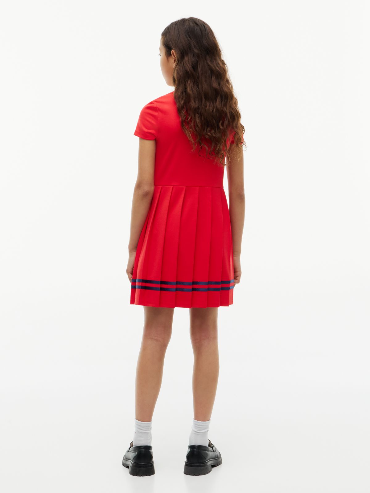 Kids' Short-Sleeve Ponte Skater Dress — Red Glare