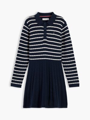 Детское платье Tommy Hilfiger Striped Cable Knit Sweater Dress, цвет: Тёмно-синий — фото 5