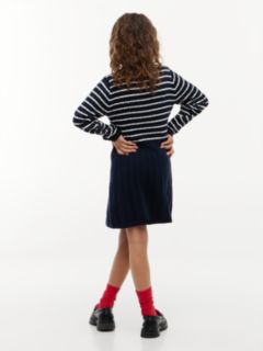 Kids' Striped Cable Knit Sweater Dress — Navy 4