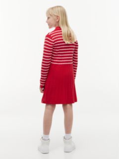 Kids' Striped Cable Knit Sweater Dress — Red 4
