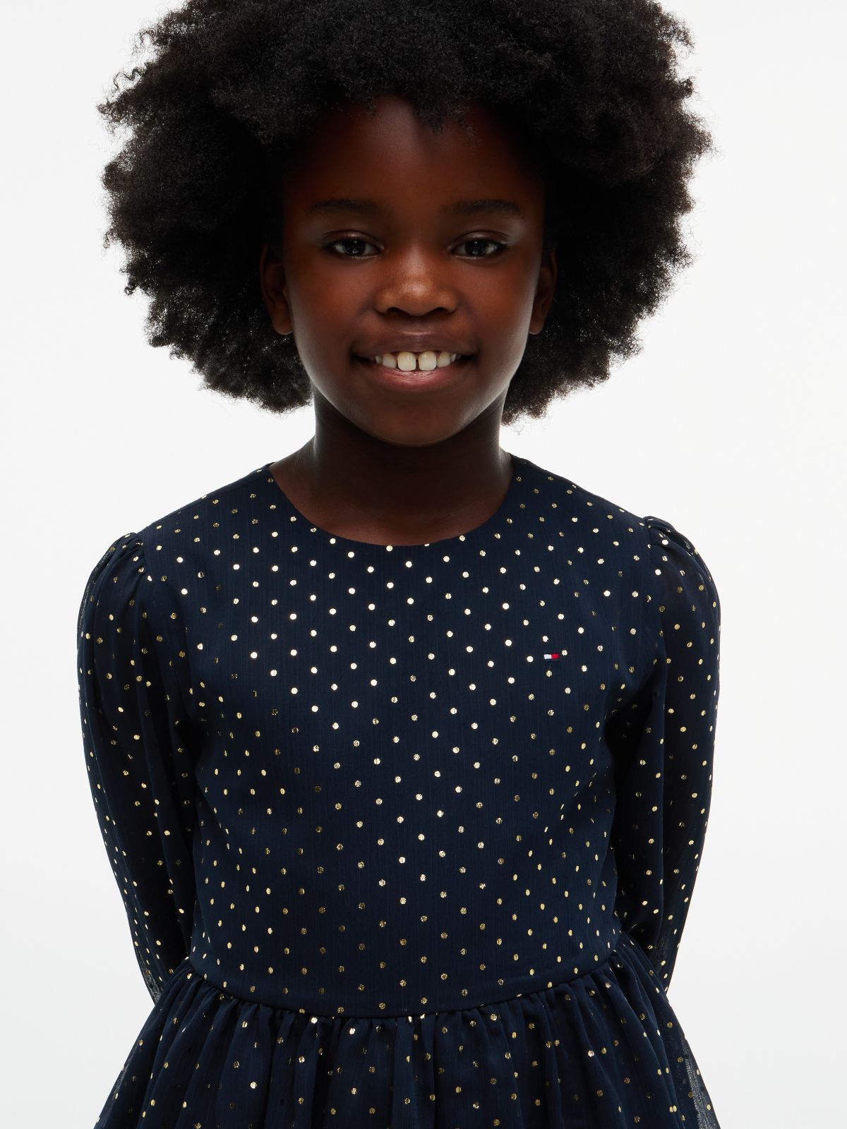 Kids' Foil Dot Party Dress — Blue