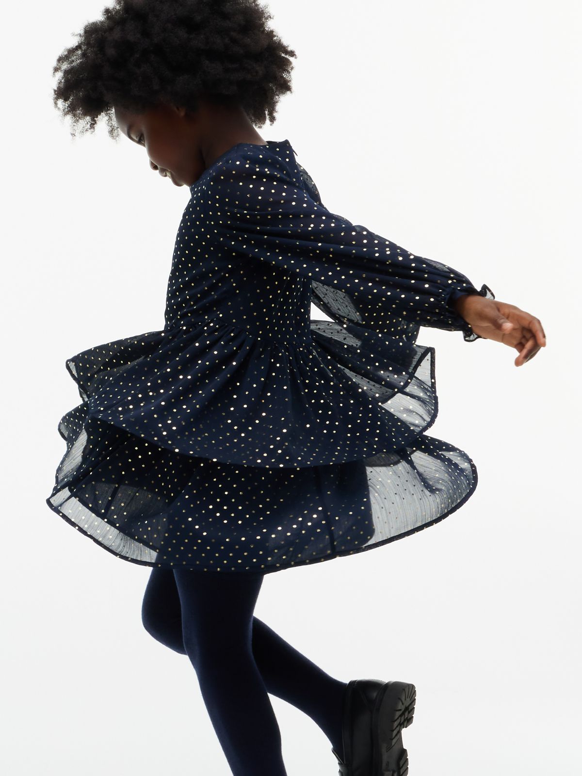Kids' Foil Dot Party Dress — Blue