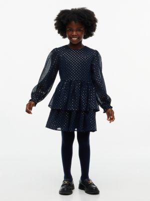 Kids' Foil Dot Party Dress, Blue