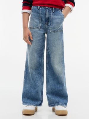 Детские джинсы Tommy Hilfiger High-Rise Wide Leg Utility Jean, цвет: Потёртый джинсовый — фото 2