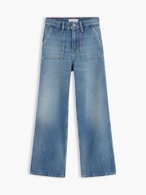Детские джинсы Tommy Hilfiger High-Rise Wide Leg Utility Jean, цвет: Потёртый джинсовый — фото 5