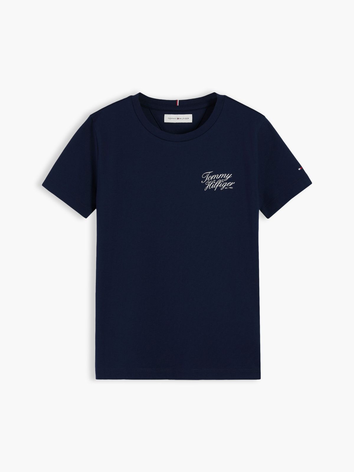Kids' Hilfiger Script Logo T-Shirt — Dark Blue