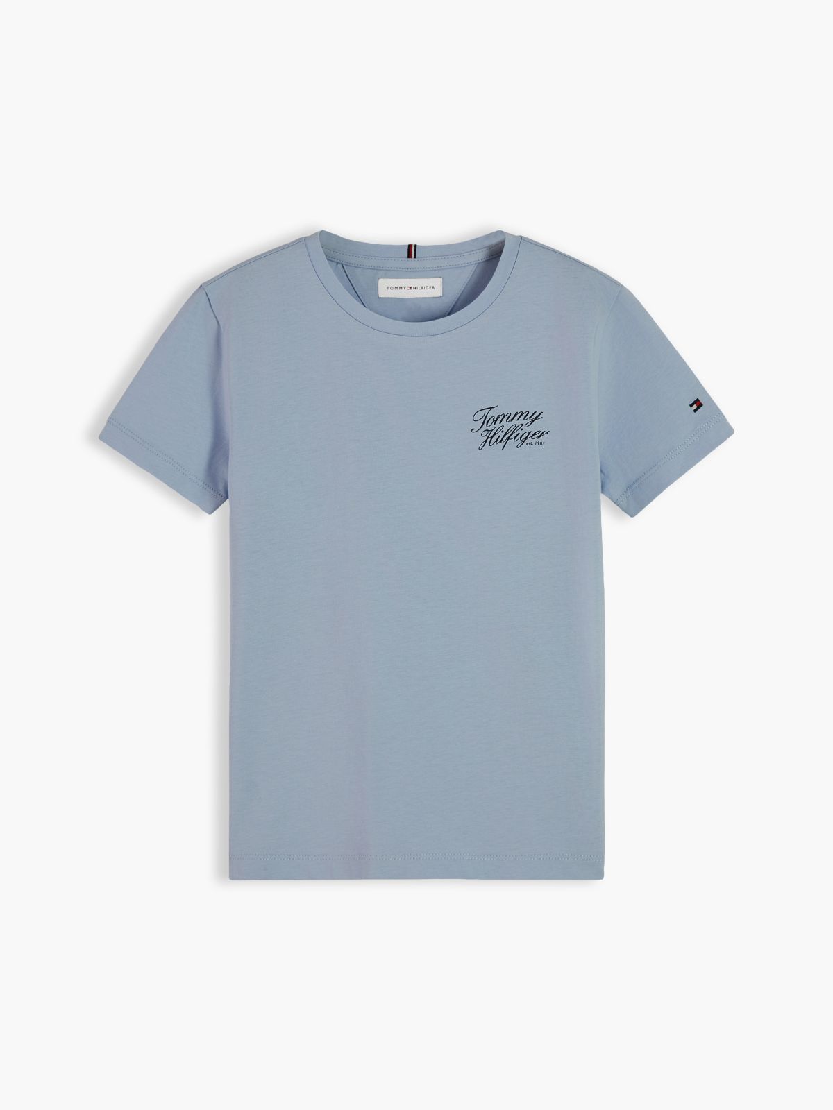 Kids' Hilfiger Script Logo T-Shirt — Sky Blue