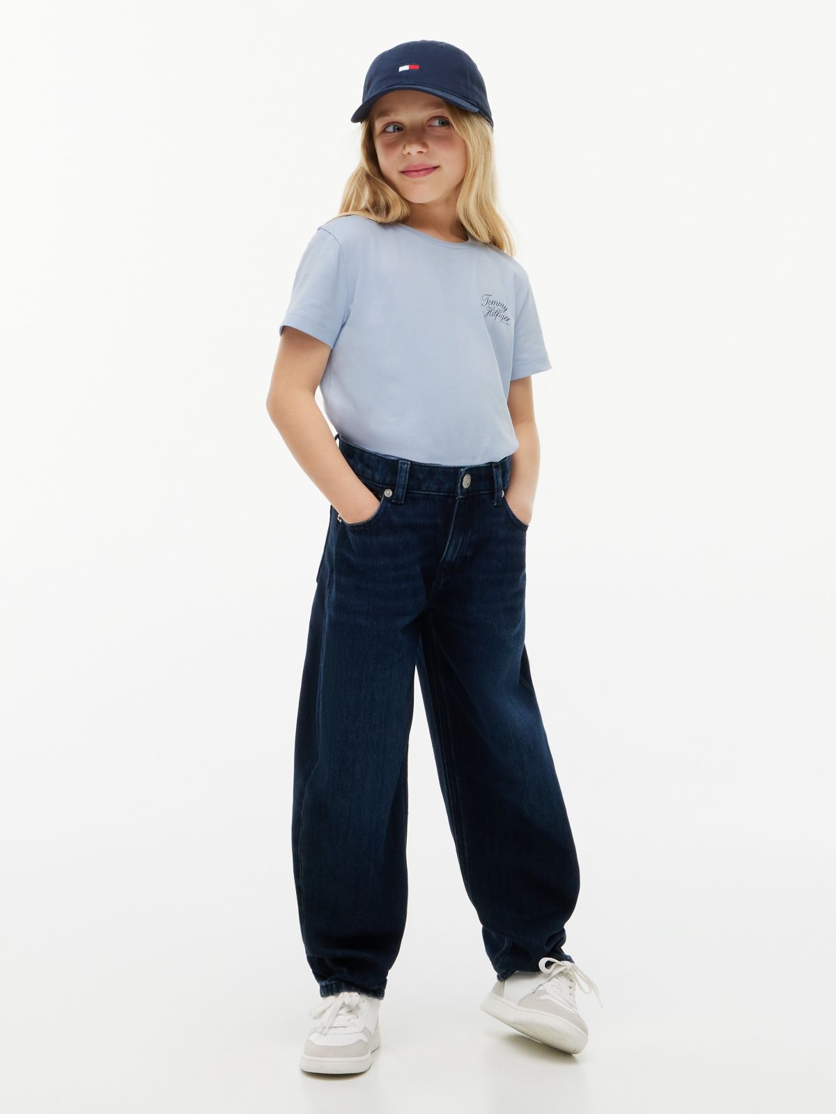 Kids' Hilfiger Script Logo T-Shirt — Sky Blue