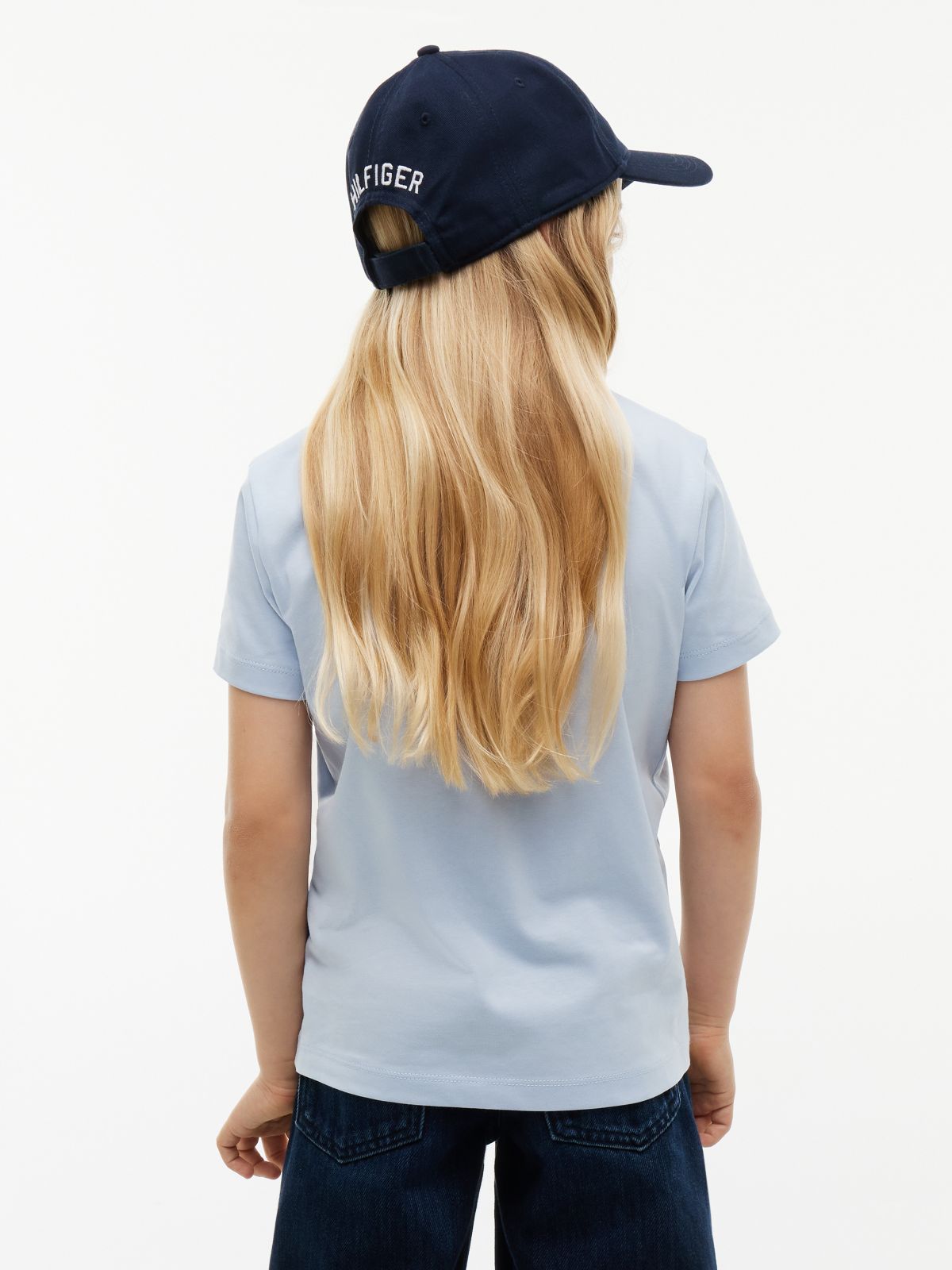 Kids' Hilfiger Script Logo T-Shirt — Sky Blue