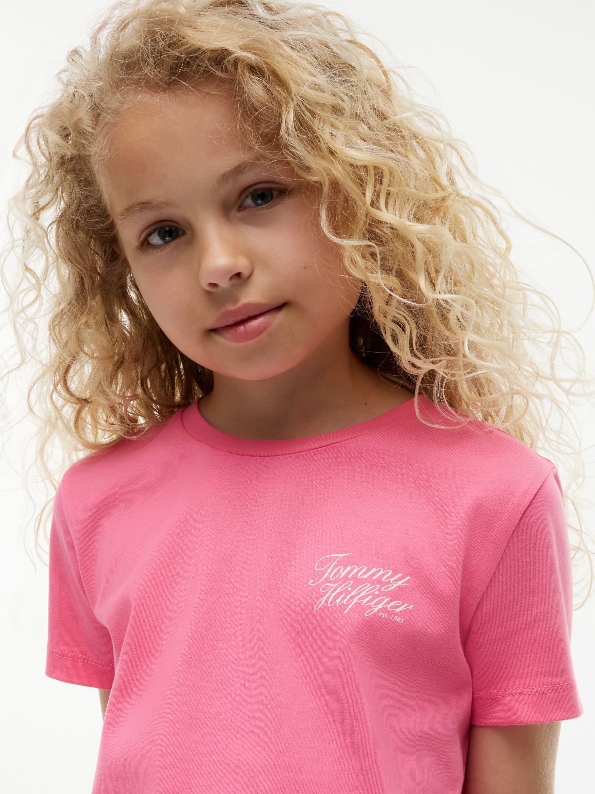 Kids' Hilfiger Script Logo T-Shirt — Exotic Pink