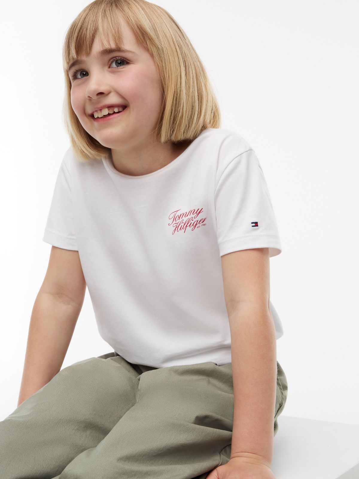 Kids' Hilfiger Script Logo T-Shirt — White