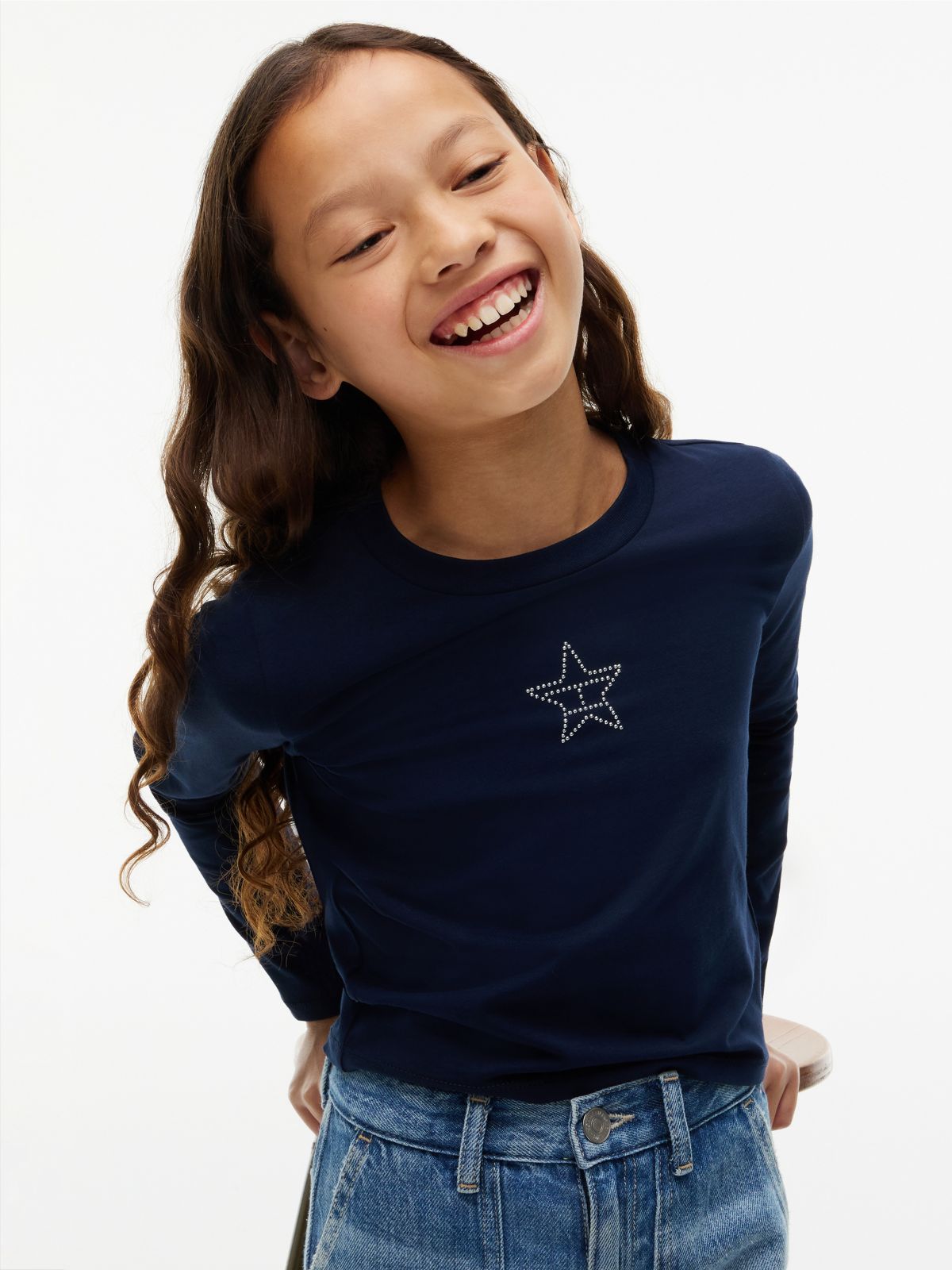 Kids' Studded Star Logo T-Shirt — Dark Blue