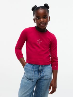 Kids' Studded Star Logo T-Shirt, Blissful Berry