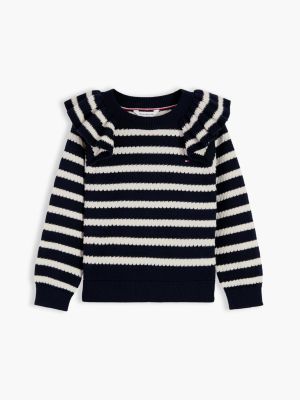 Детский свитер Tommy Hilfiger Striped Ruffle, цвет: Тёмно-синий полосатый — фото 5