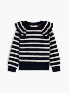 Kids' Striped Ruffle Sweater — Navy Stripe 5