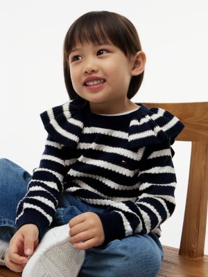 Детский свитер Tommy Hilfiger Striped Ruffle, цвет: Тёмно-синий полосатый — фото 3