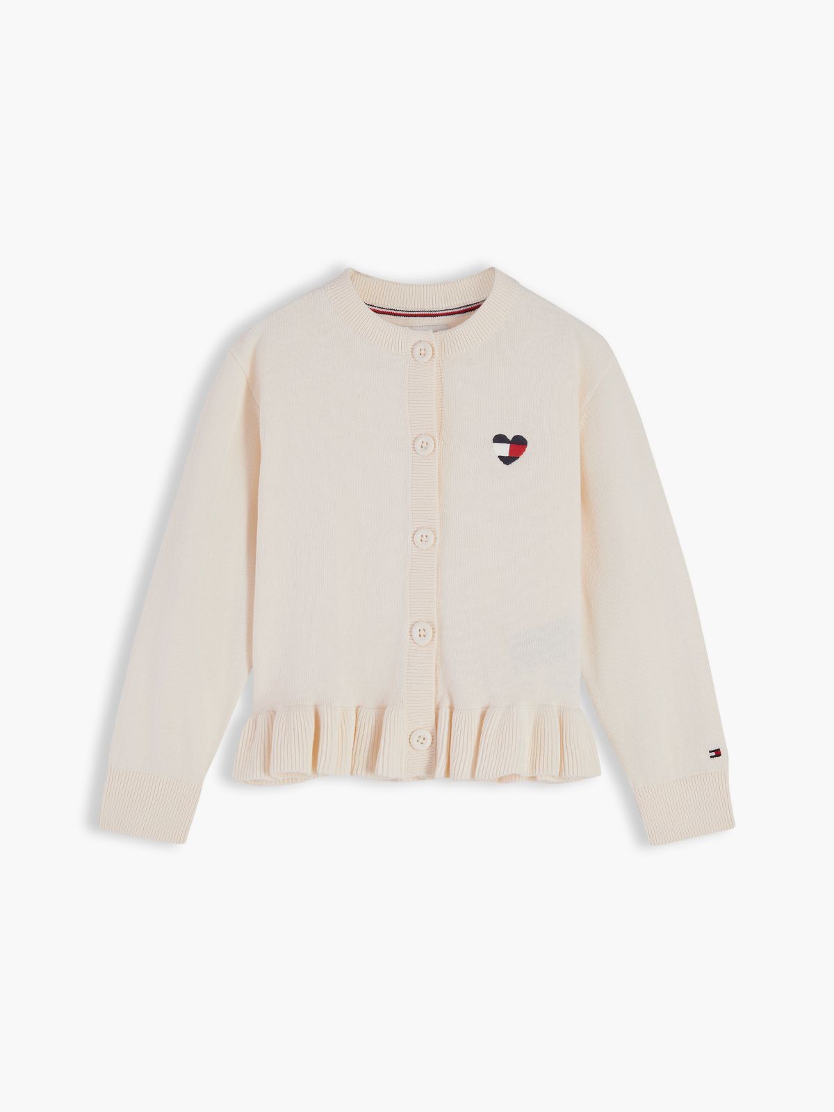 Kids' Ruffle-Hem Cardigan — Ivory Petal