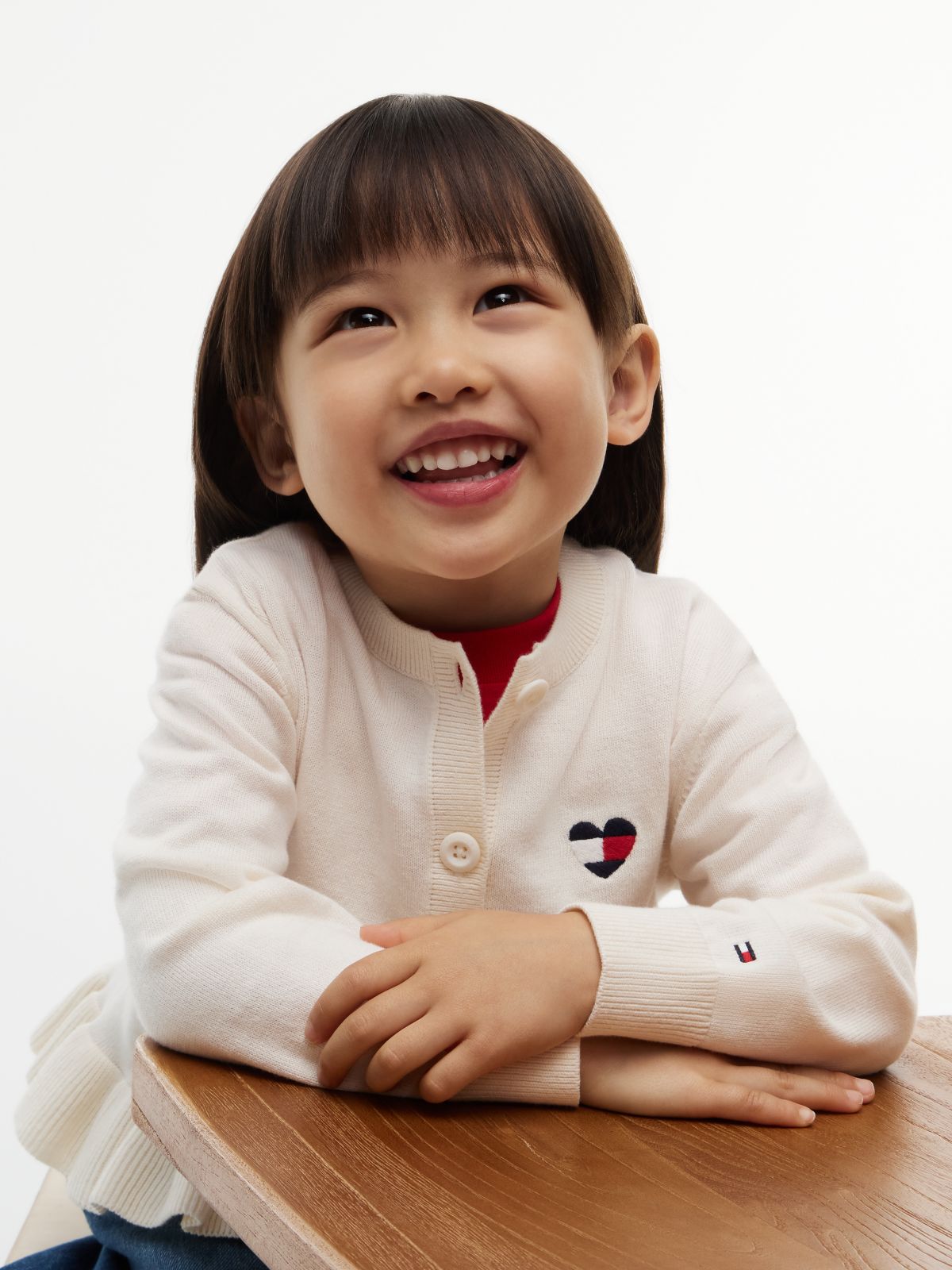 Kids' Ruffle-Hem Cardigan — Ivory Petal