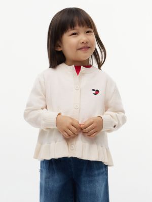 Kids' Ruffle-Hem Cardigan, Ivory Petal