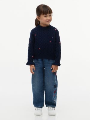 Детские свитеры Tommy Hilfiger Kids' Flower Motif Cable Knit Sweater — фото 2