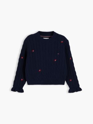 Детские свитеры Tommy Hilfiger Kids' Flower Motif Cable Knit Sweater — фото 5