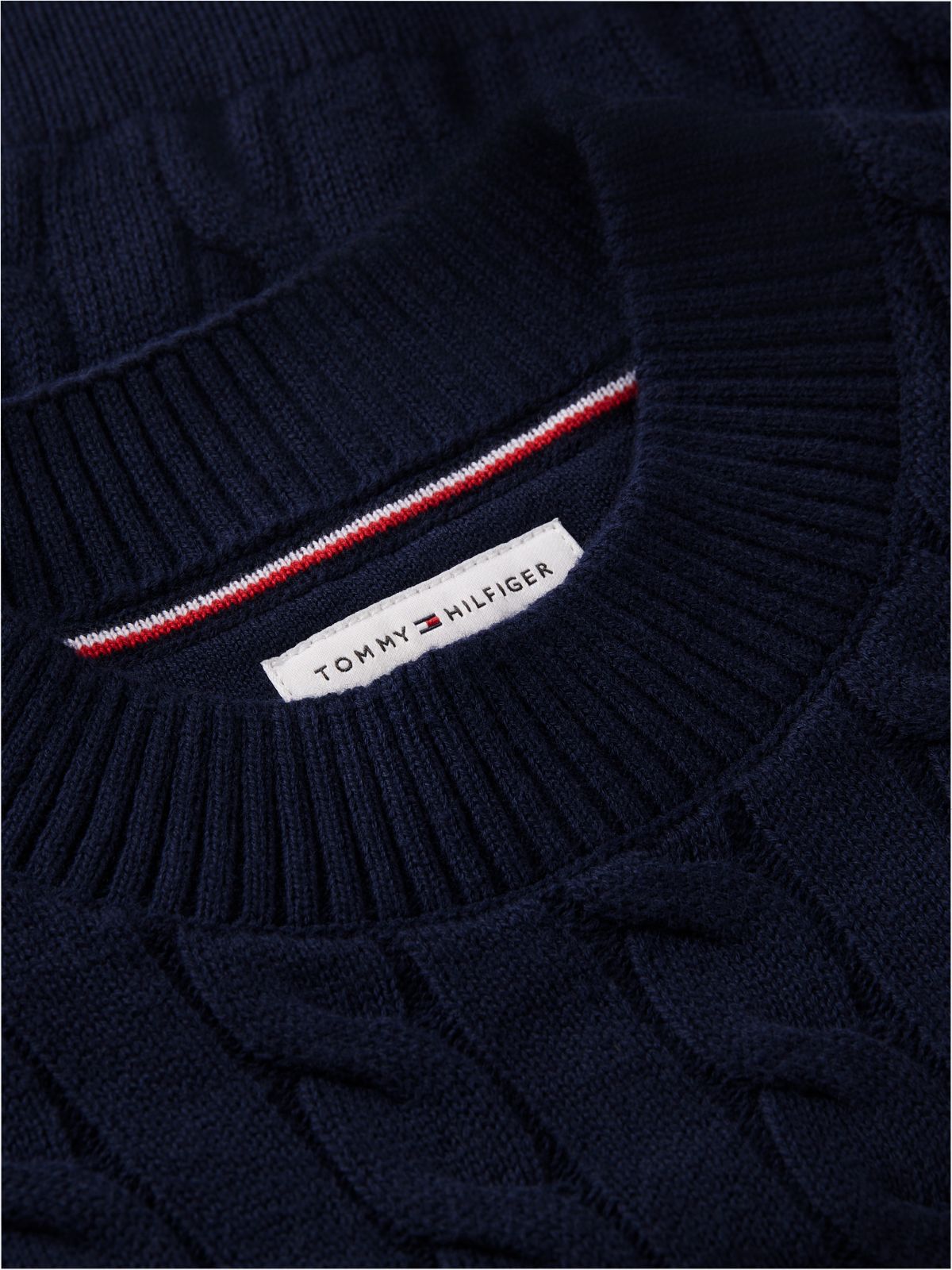Kids' Flower Motif Cable Knit Sweater — Dark Blue