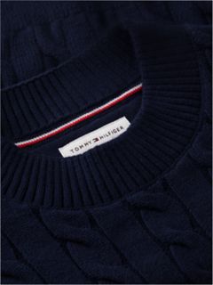 Kids' Flower Motif Cable Knit Sweater — Dark Blue 6