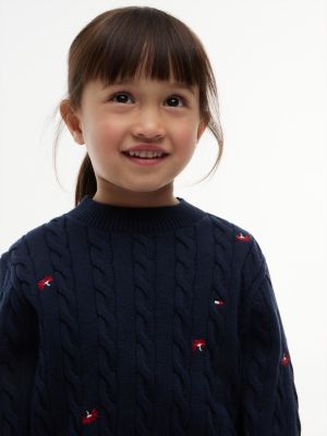 Детские свитеры Tommy Hilfiger Kids' Flower Motif Cable Knit Sweater — фото 3