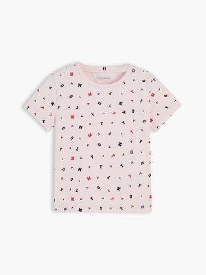 Детская футболка Tommy Hilfiger Allover Tommy Letter Logo, цвет: Розовый — фото 5