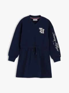 Kids' Monogram Logo Sweatshirt Dress — Dark Blue 5