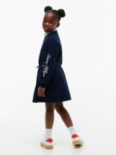 Kids' Monogram Logo Sweatshirt Dress — Dark Blue 4