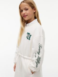 Kids' Monogram Logo Sweatshirt Dress — White 2