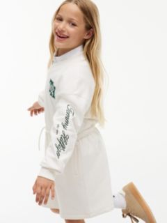 Kids' Monogram Logo Sweatshirt Dress — White 3