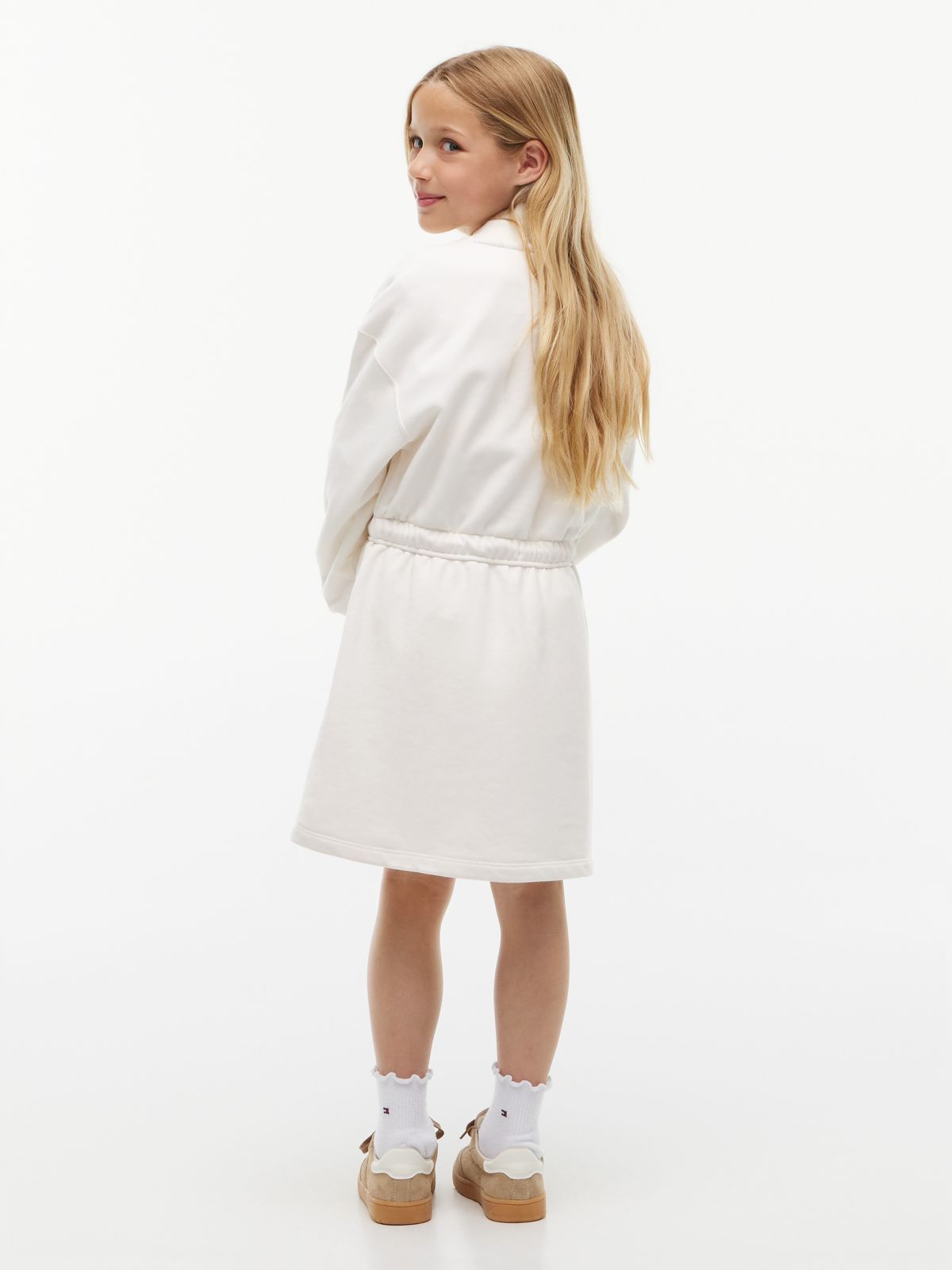 Kids' Monogram Logo Sweatshirt Dress — White