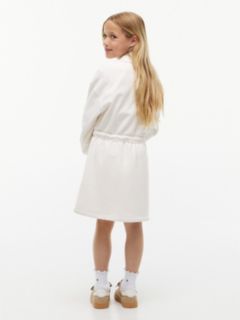 Kids' Monogram Logo Sweatshirt Dress — White 4
