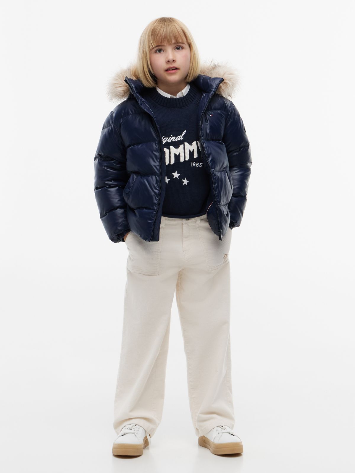 Kids' Hooded Down Puffer Jacket — Dark Blue